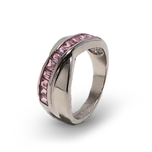 Diamantbesetzter Ring in rosa