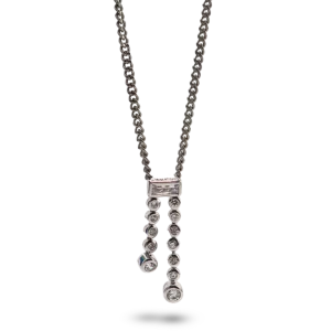 Silberne Kettenanhänger mit zwei feinen Diamant-Reihen. - kettenanhänger