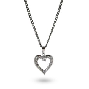 Herz-Kettenanhänger mit Diamanten.