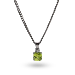Anhänger mit einem hellgrünen Diamanten.