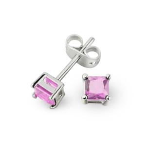Eleganter Ohrstecker mit einem rosa Stein im klassischen Design.