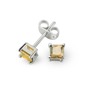 Eleganter Ohrstecker mit champagnerfarbenem Stein im klassischen Design.