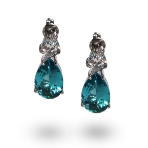 Ohrhänger mit blauem Diamant