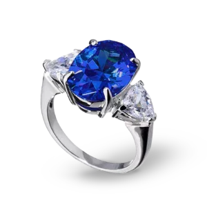 Silberring mit blauem Zirkonia-Stein.