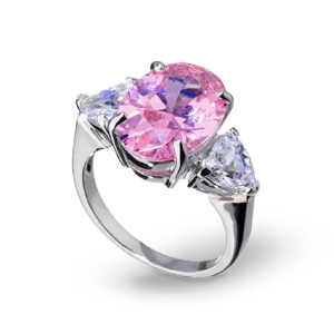 Silberring mit rosa Zirkonia-Stein.