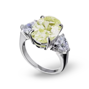 Silberring mit gelbem Zirkonia-Stein.