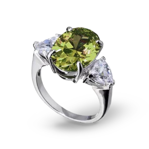 Silberring mit olivgrünem Zirkonia-Stein.