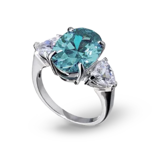 Silberring mit hellblauem Zirkonia-Stein.