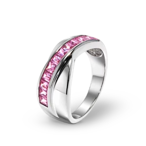 Diamantbesetzter Ring in rosa