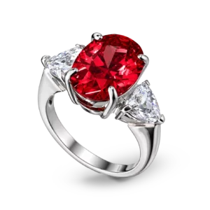 Silberring mit rotem Zirkonia-Stein.