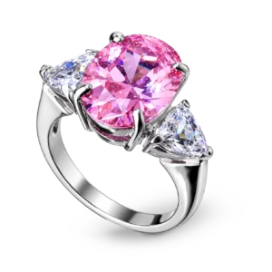 Silberring mit rosa Zirkonia-Stein.
