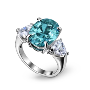 Silberring mit hellblauem Zirkonia-Stein.