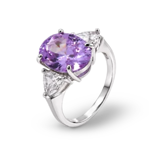 Silberner Ring mit funkelndem lila Diamanten. - 60