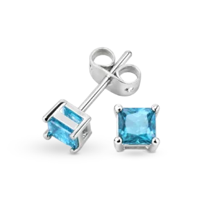 Eleganter Ohrstecker mit einem hellblauen Stein im klassischen Design.