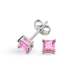 Eleganter Ohrstecker mit einem rosa Stein im klassischen Design.