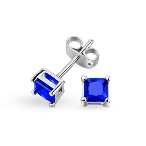 Eleganter Ohrstecker mit einem blauen Stein im klassischen Design.