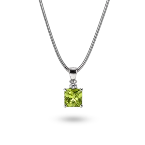 Anhänger mit einem hellgrünen Diamanten.