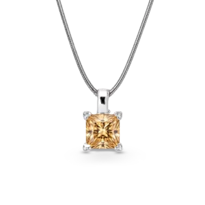 Champagnerfarbener, rechteckiger Diamant-Kettenanhänger.