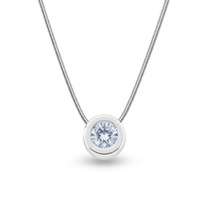 Elegante Silberkette mit einem runden, funkelnden violetten Anhänger