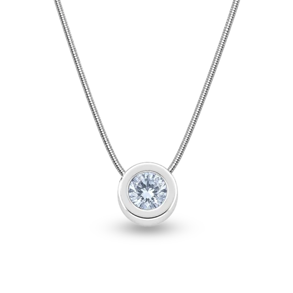 Elegante Silberkette mit einem runden, funkelnden violetten Anhänger