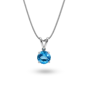 Kettenanhänger mit blauem Zirkonia-Stein.