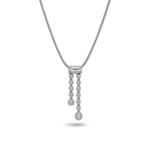 Silberne Kettenanhänger mit zwei feinen Diamant-Reihen.