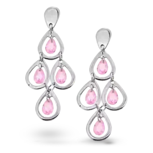 Elegante Ohrhänger mit funkelnden rosa Tropfen.