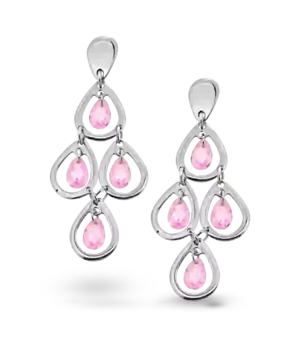 Elegante Ohrhänger mit funkelnden rosa Tropfen.